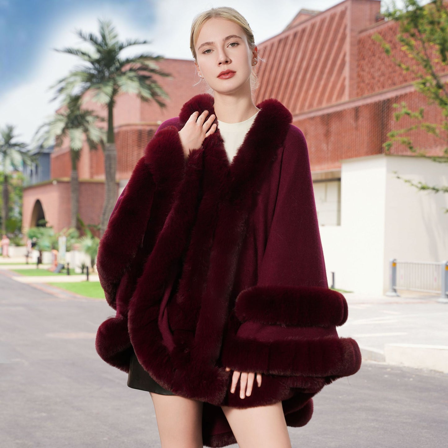 Plus Size Loose And Elegant Cloak All Match Dress Fur Shawl