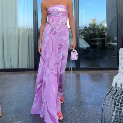 European And American Vacation Style Suit Tube Top Two-piece Long Dress