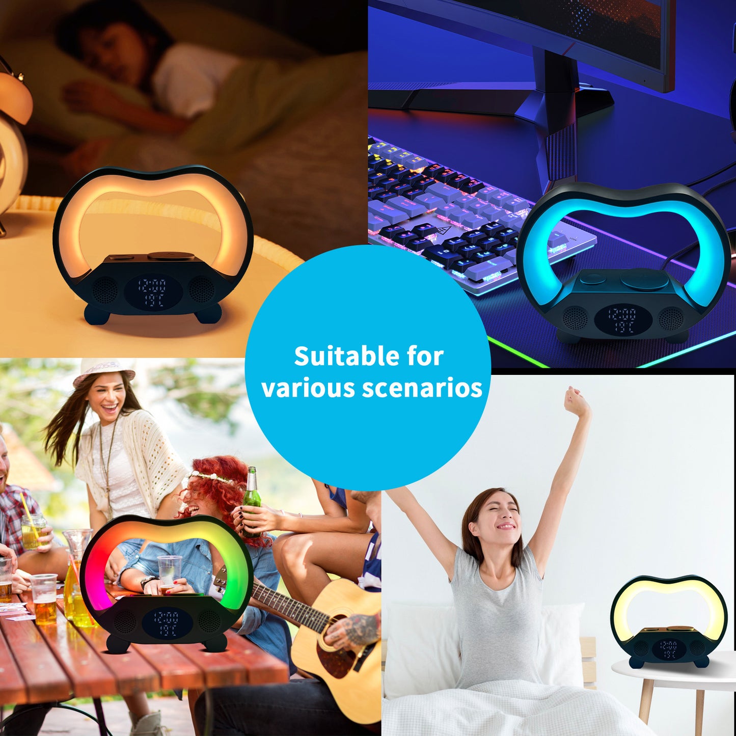 6-in-1 Smart Table Lamp: Ambience Light, Charger, Speaker & Remote/App Control