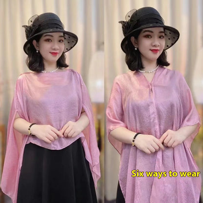 Solid Color Vacation Style Fashionable All-match Sunscreen Pullover Scarf Shawl