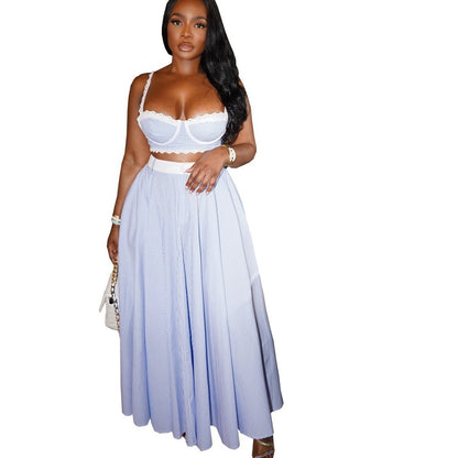 Fashion Women's Suspender Vest Skirt Suit