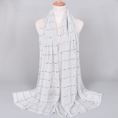 New Women's Lamp Wick Silk Sequined Scarf