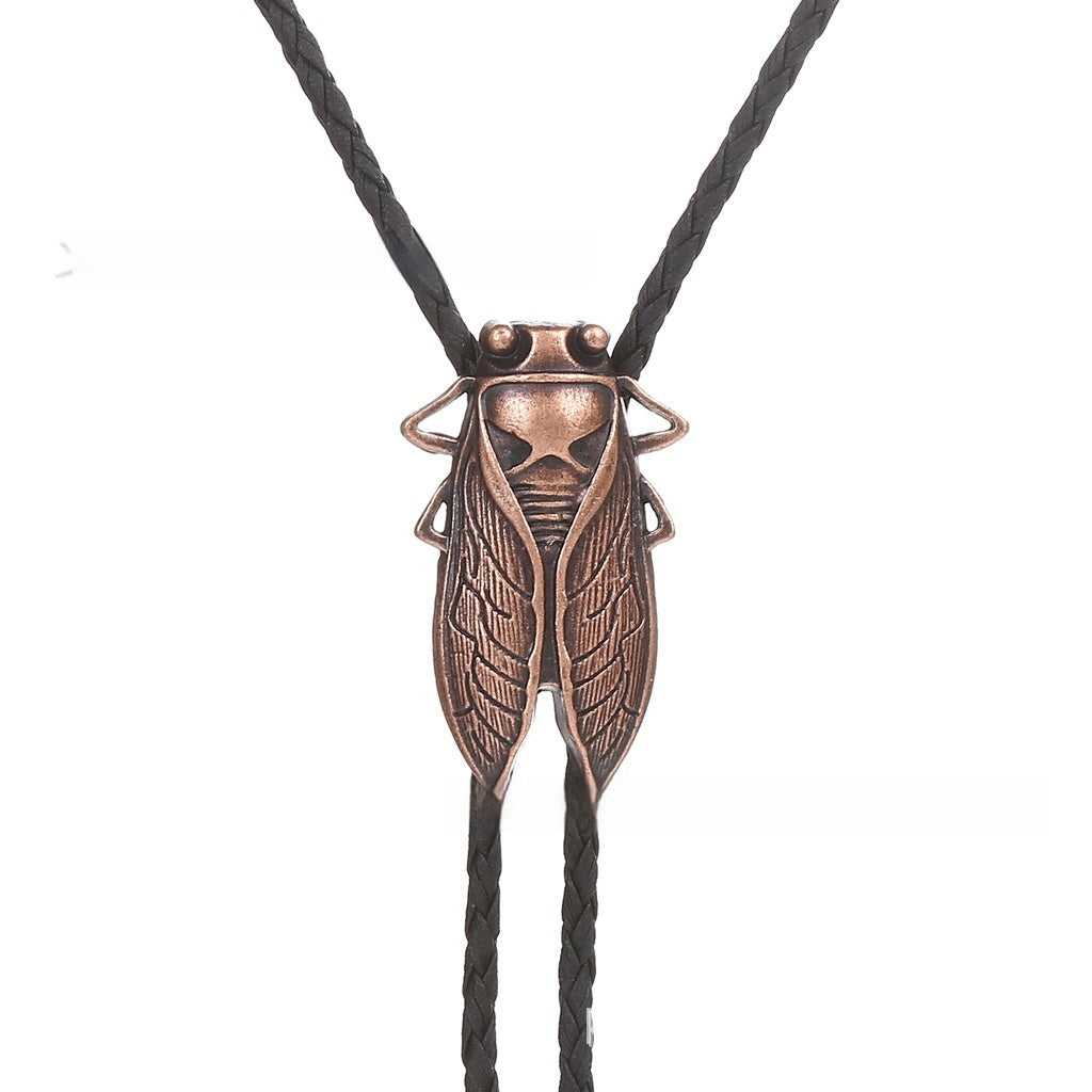 Gold Cicada Metal Neckline Rope Pendant Men's Western Denim