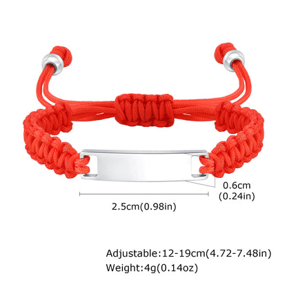 Stainless Steel Curved Brand Red Nylon Rope Woven Children's Bracelet Rose Gold