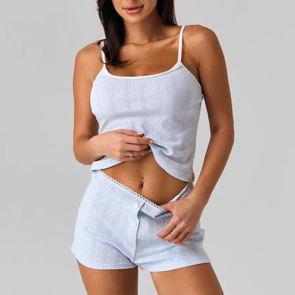 Women's Pajamas Summer Suspender Top Shorts Home Wear Two-piece Set