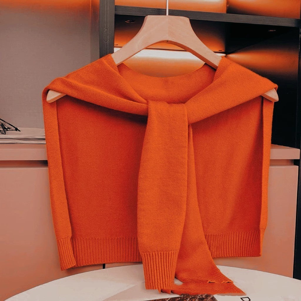 Shoulder Pad Waistcoat Wool Scarf