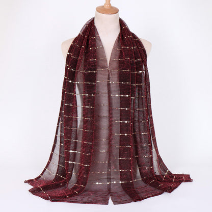 New Women's Lamp Wick Silk Sequined Scarf