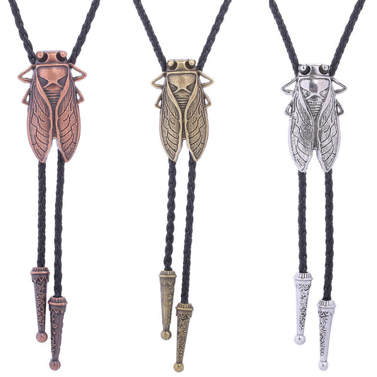 Gold Cicada Metal Neckline Rope Pendant Men's Western Denim