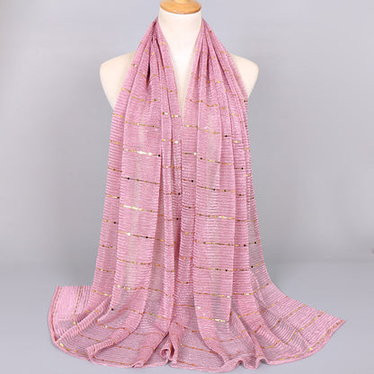 New Women's Lamp Wick Silk Sequined Scarf