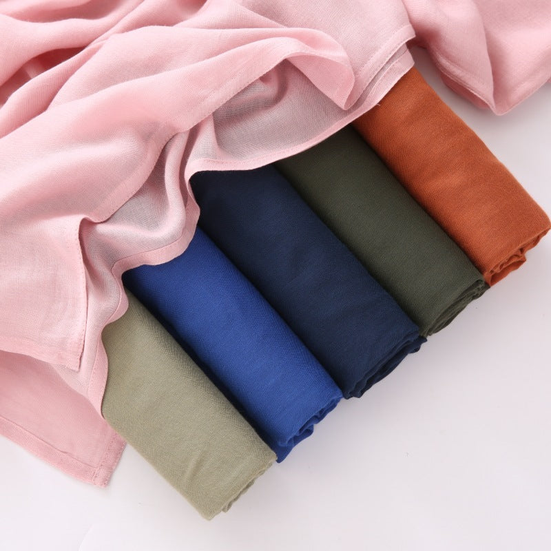 Breathable Shawl Modal Monochrome Malay Indonesian Cotton And Linen Solid Color Scarf Headcloth