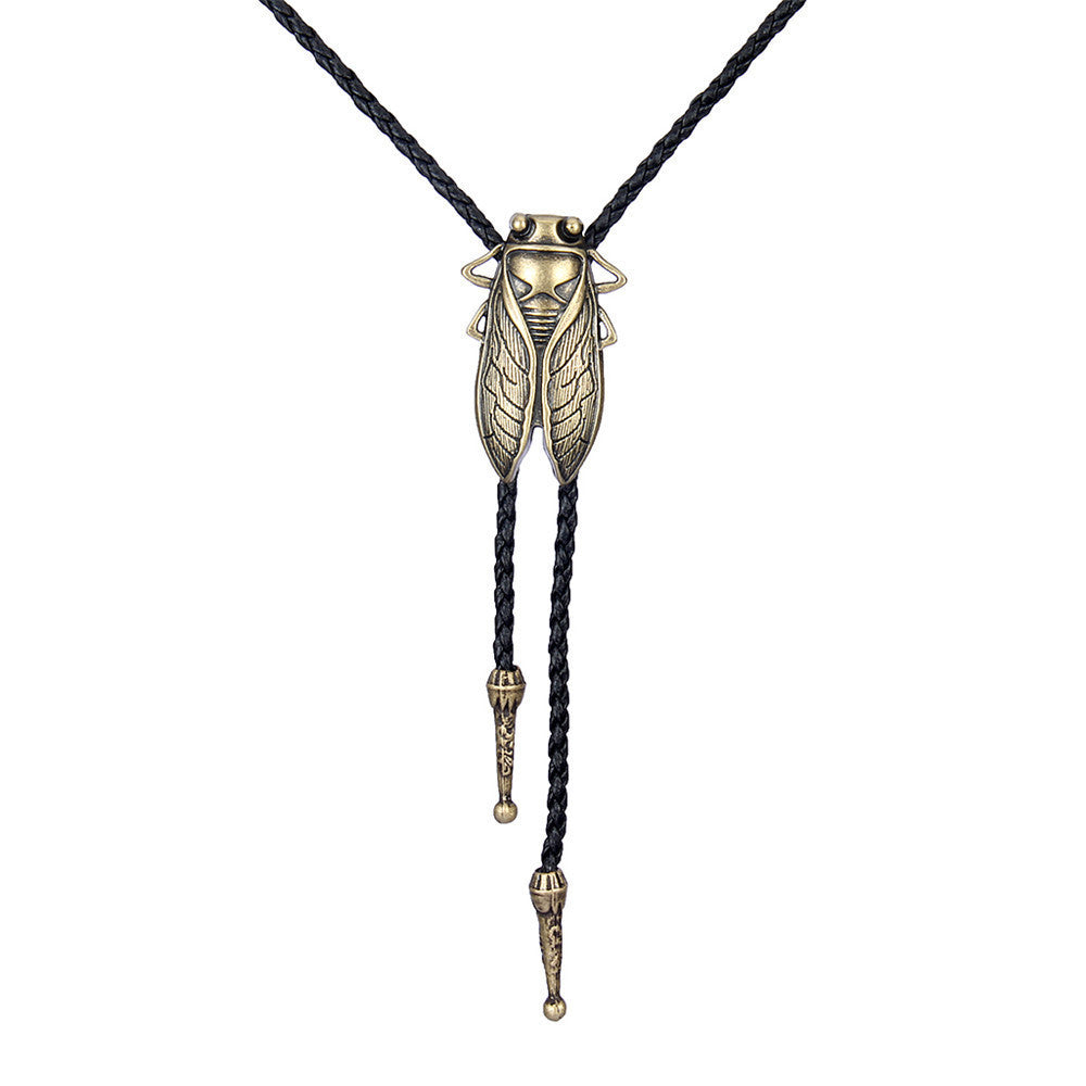 Gold Cicada Metal Neckline Rope Pendant Men's Western Denim
