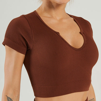 Seamless Knitted High Elastic Sports Underwear U Square Collar Yoga Suit