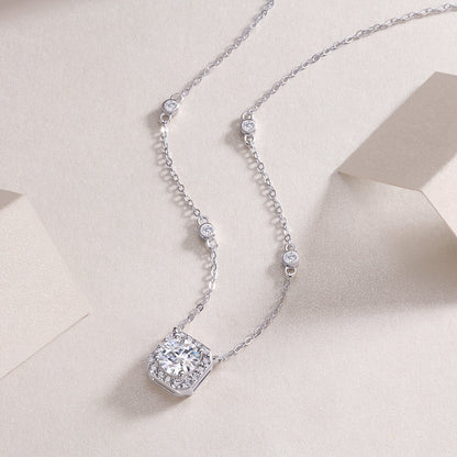 Flower Love - A Fashionable And Luxurious Diamond Jewelry Pendant Set With 1-carat Moissan Diamond S925 Sterling Silver And Platinum Plating