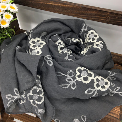 Spring And Summer Women's Artistic Ethnic Style Shawl Cotton Linen Versatile Long